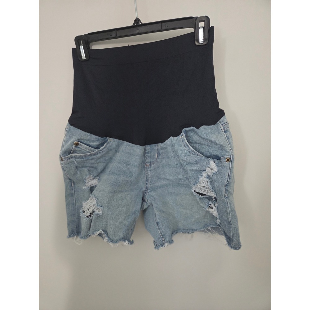 Sonoma Maternity Denim Shorts Light Wash Distressed Raw Hem Size 6 MAT